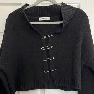 Danielle Guizio knit safety pin sweater in black, M/L